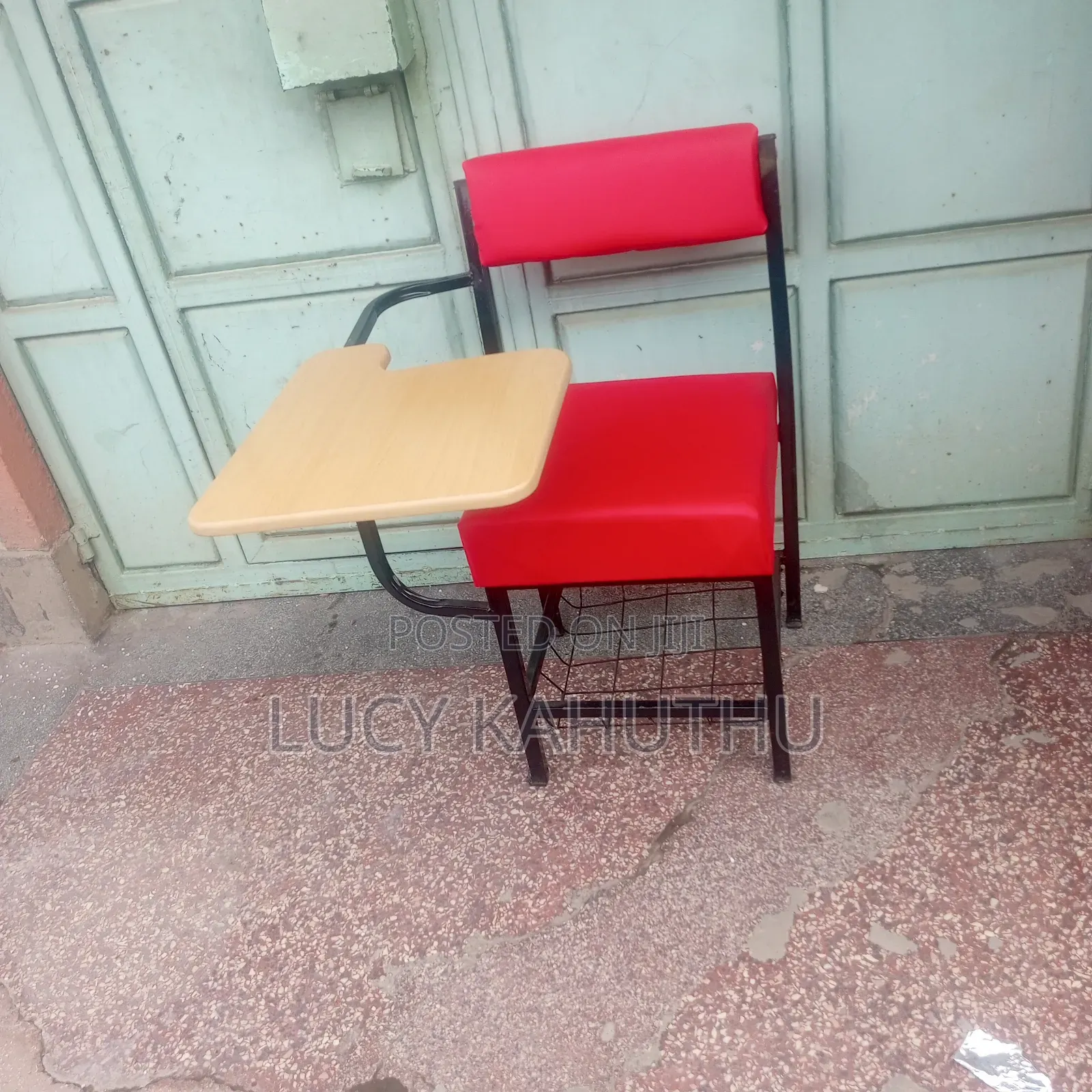Red College Chairs With Mess Under
