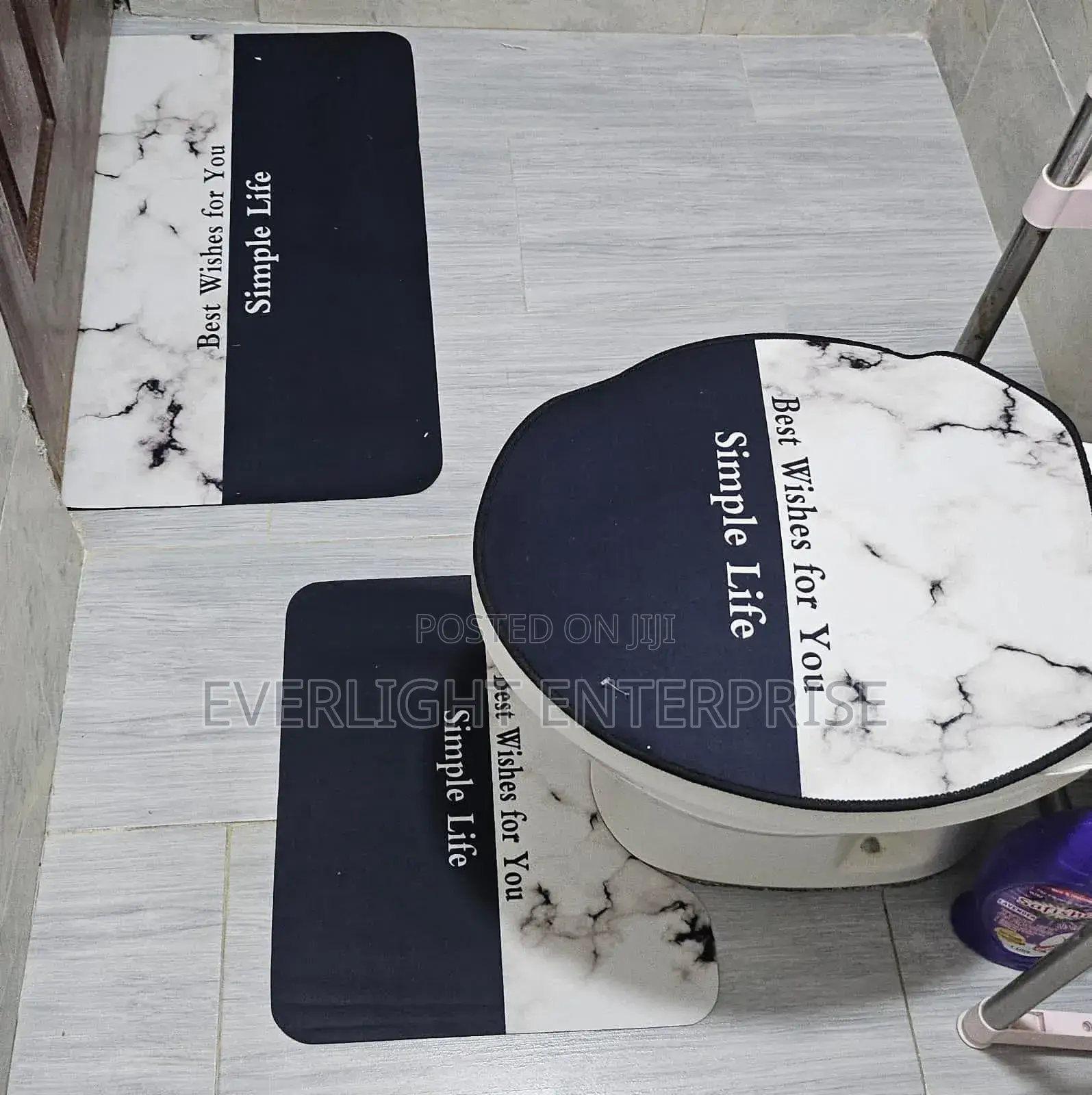 3 PCS Set 3d Toilet Mat Non Slip