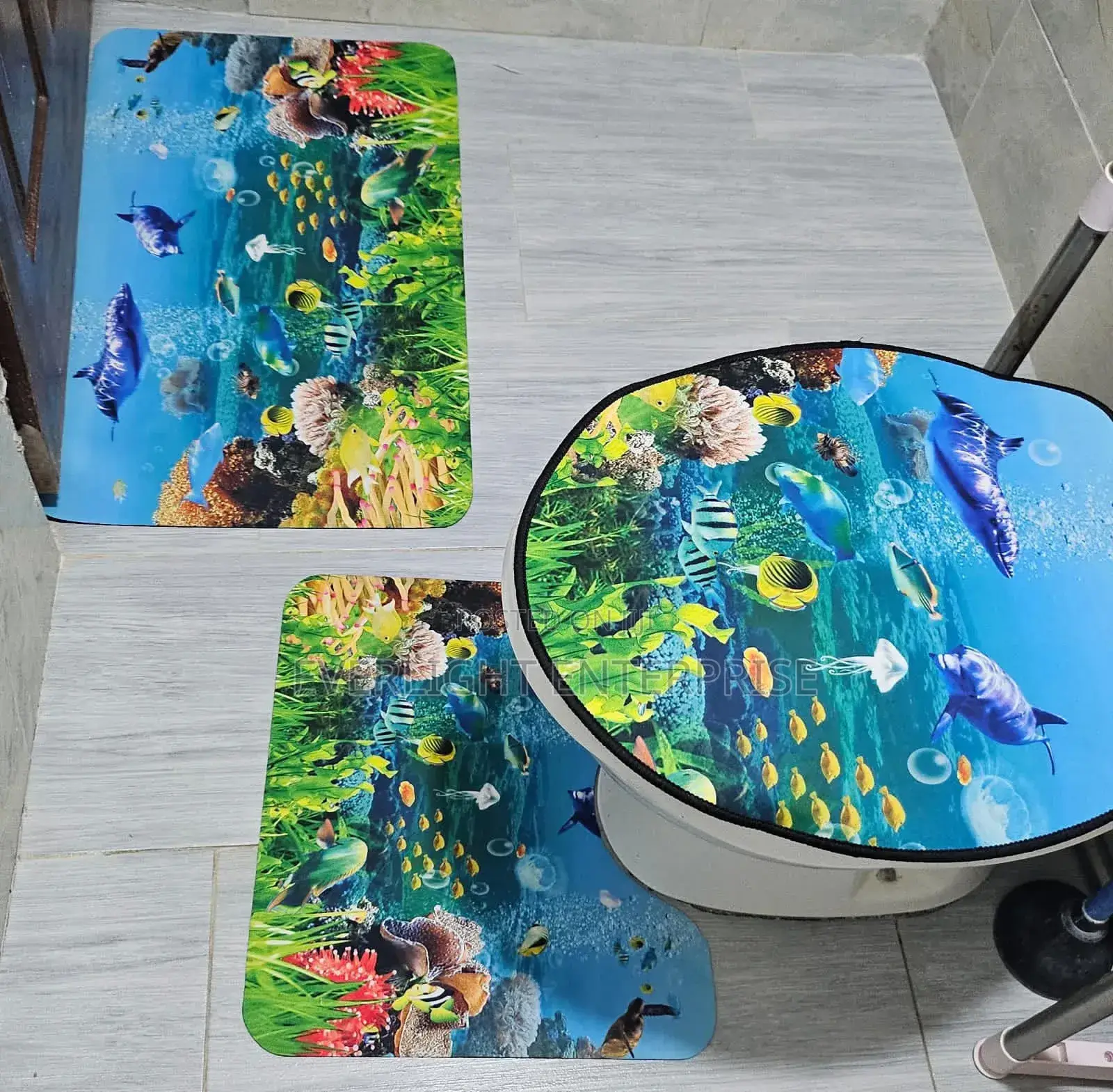 3 PCS Set 3d Toilet Mat Non Slip