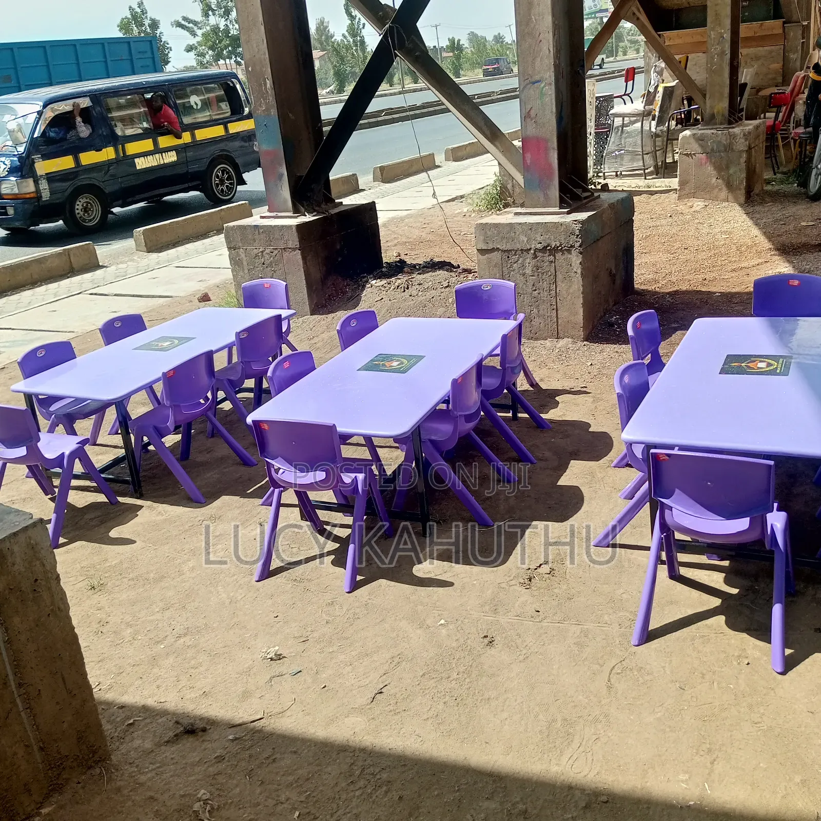 Kindergarten Set With Purple Plastic Chairs