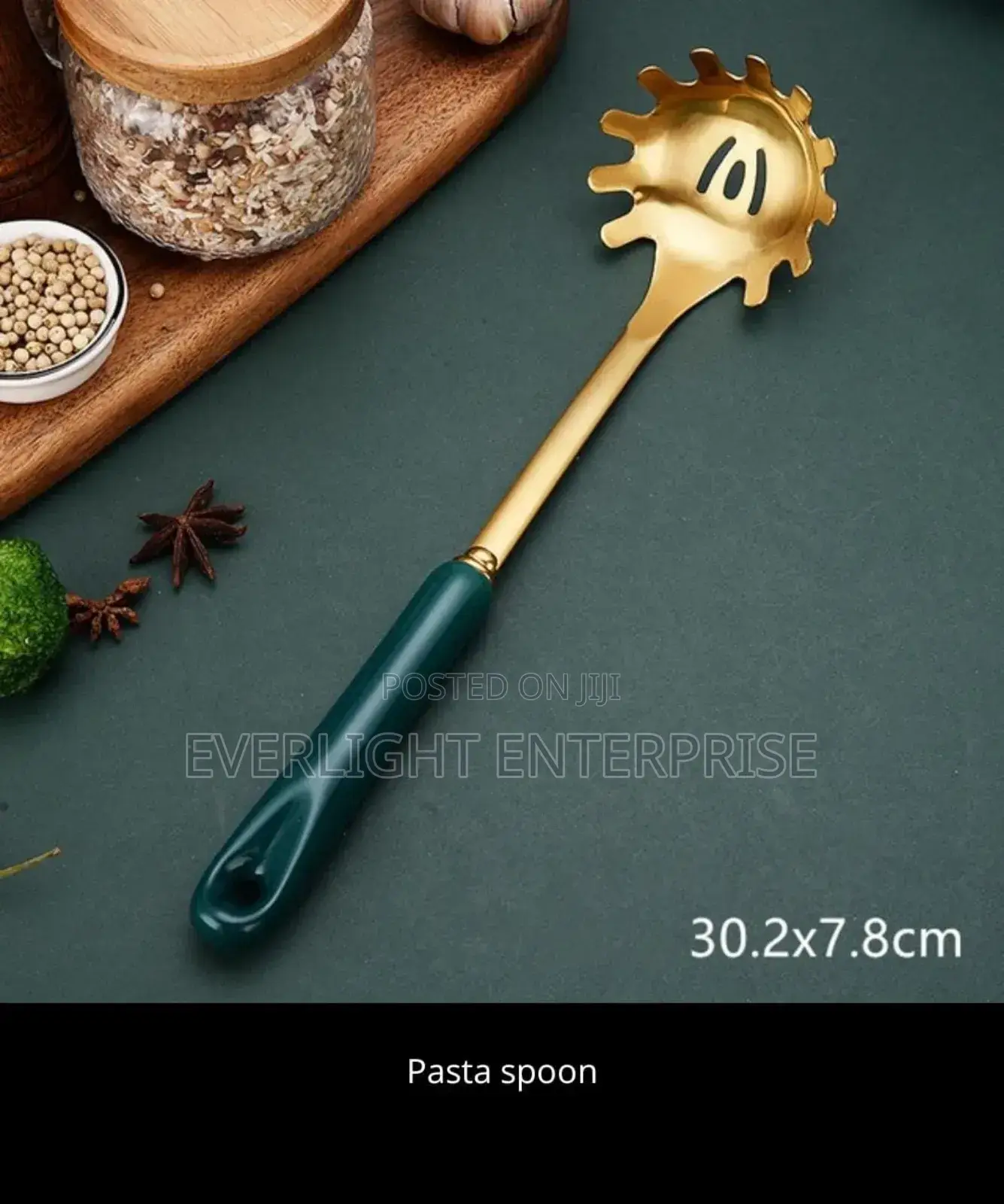 Single High Quality Golden Serving Spoon With Ceramic Handle
