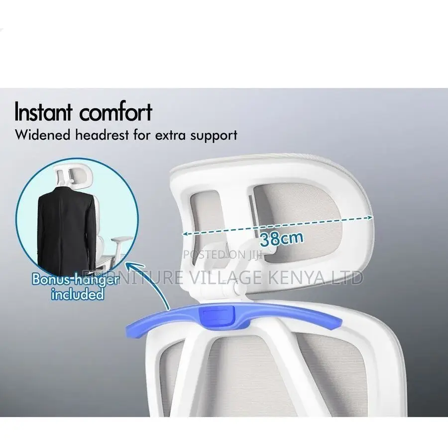 Office Chair; High Back White Orthopedic Office Seat