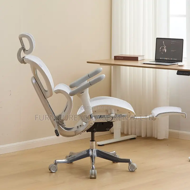 Office Chair; High Back White Orthopedic Office Seat