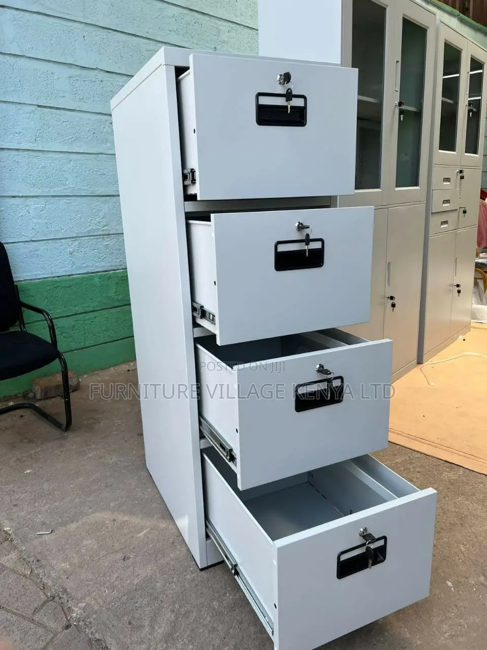 Office Cabinet; 4-drawer Metallic Filing Office Cabinet
