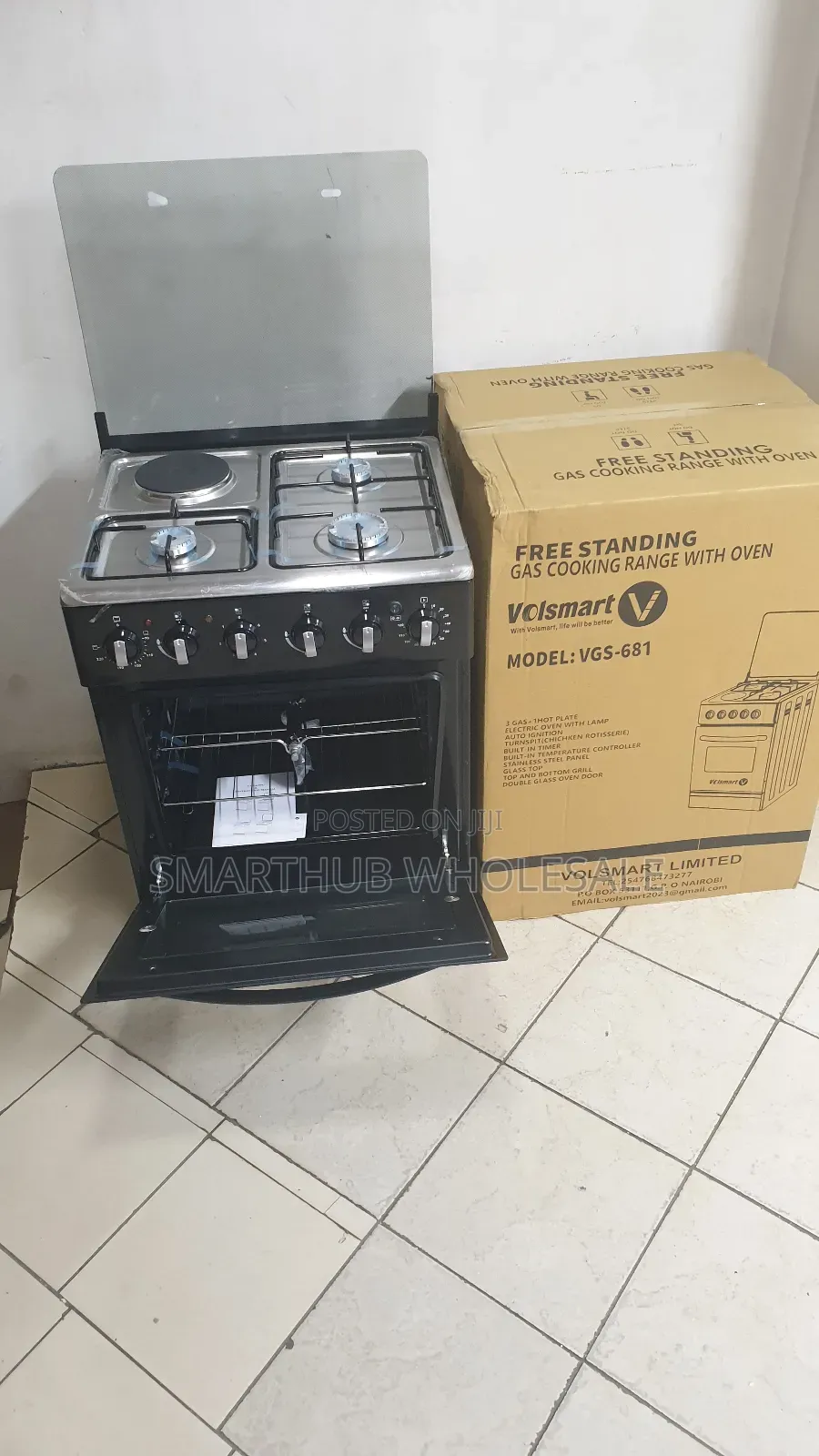 Volsmart- Volsmart 60 by 60cm 3+1 Cooker With Electric Oven