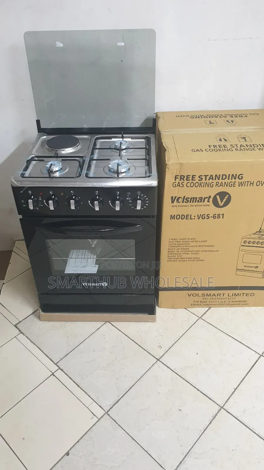 Volsmart 60 by 60 3 Gas + 1 Electric Standing Cooker