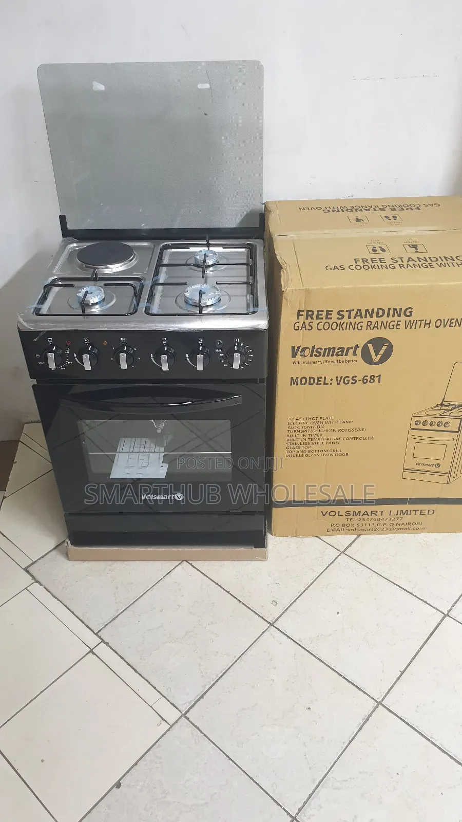 Volsmart 60 by 60 3 Gas + 1 Electric Standing Cooker