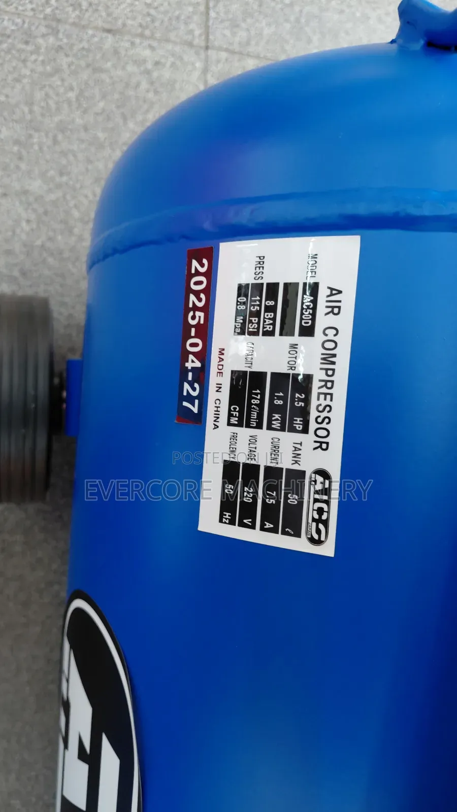 50l Belt Driven Air Compressor Machine 8bar.