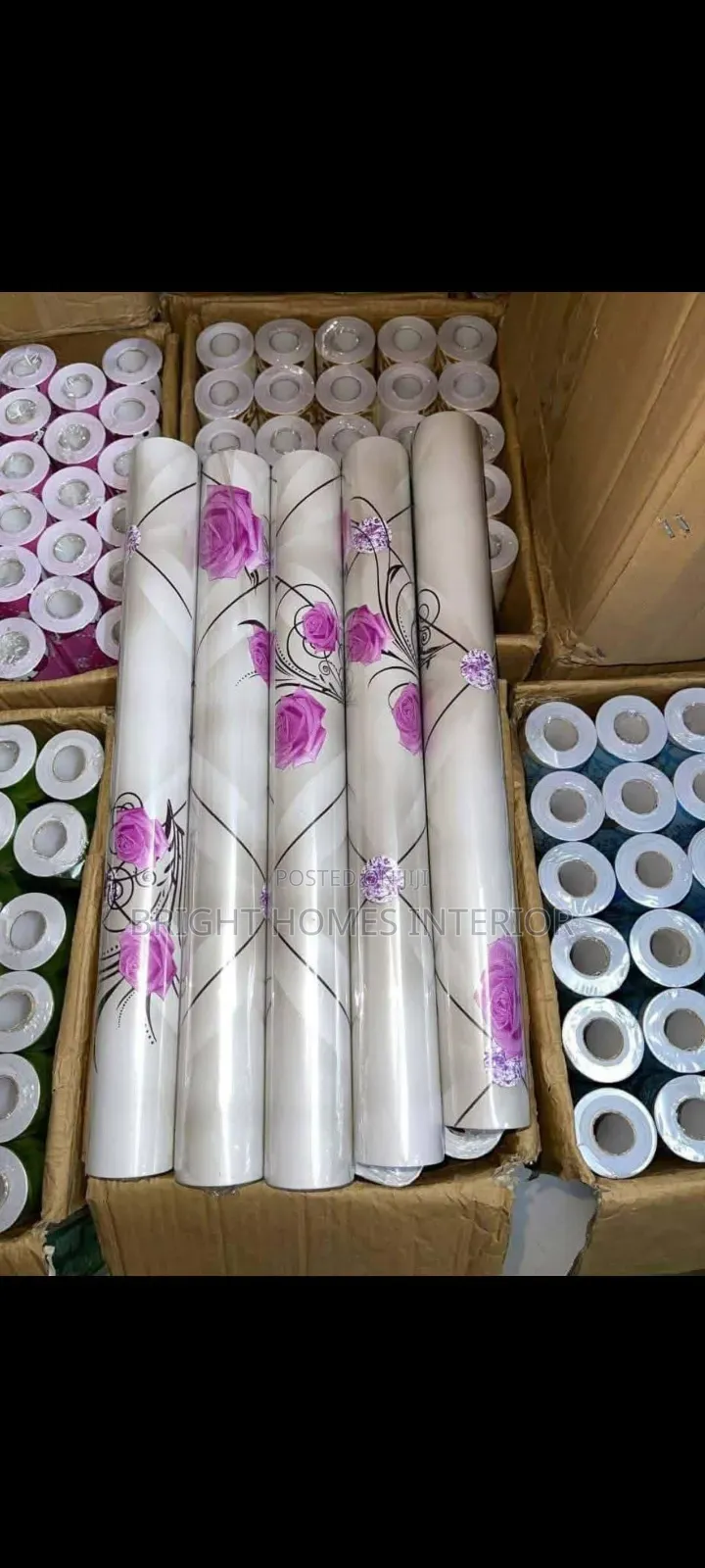 Self Adhesive Wallpapers Purple Flowered