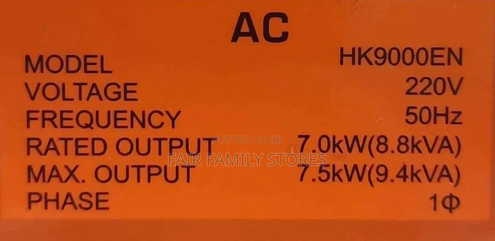 Hk9000en Hisaki Japan Petrol Generator Rated Output 8.8kva