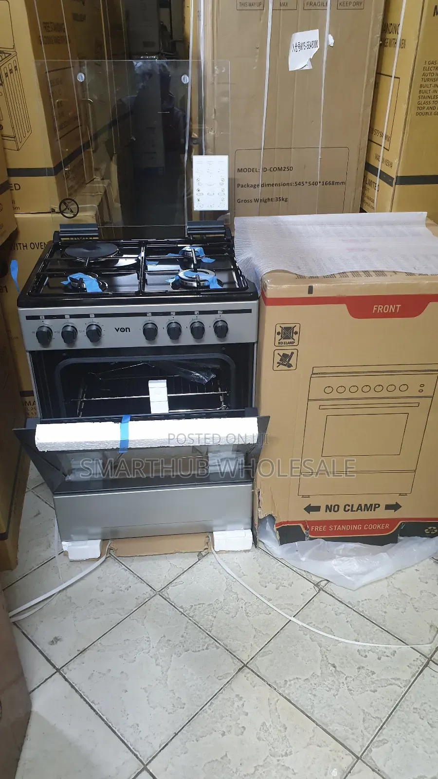 Von 4-Burner Gas Electric Free-Standing Cooker With Built-in Oven