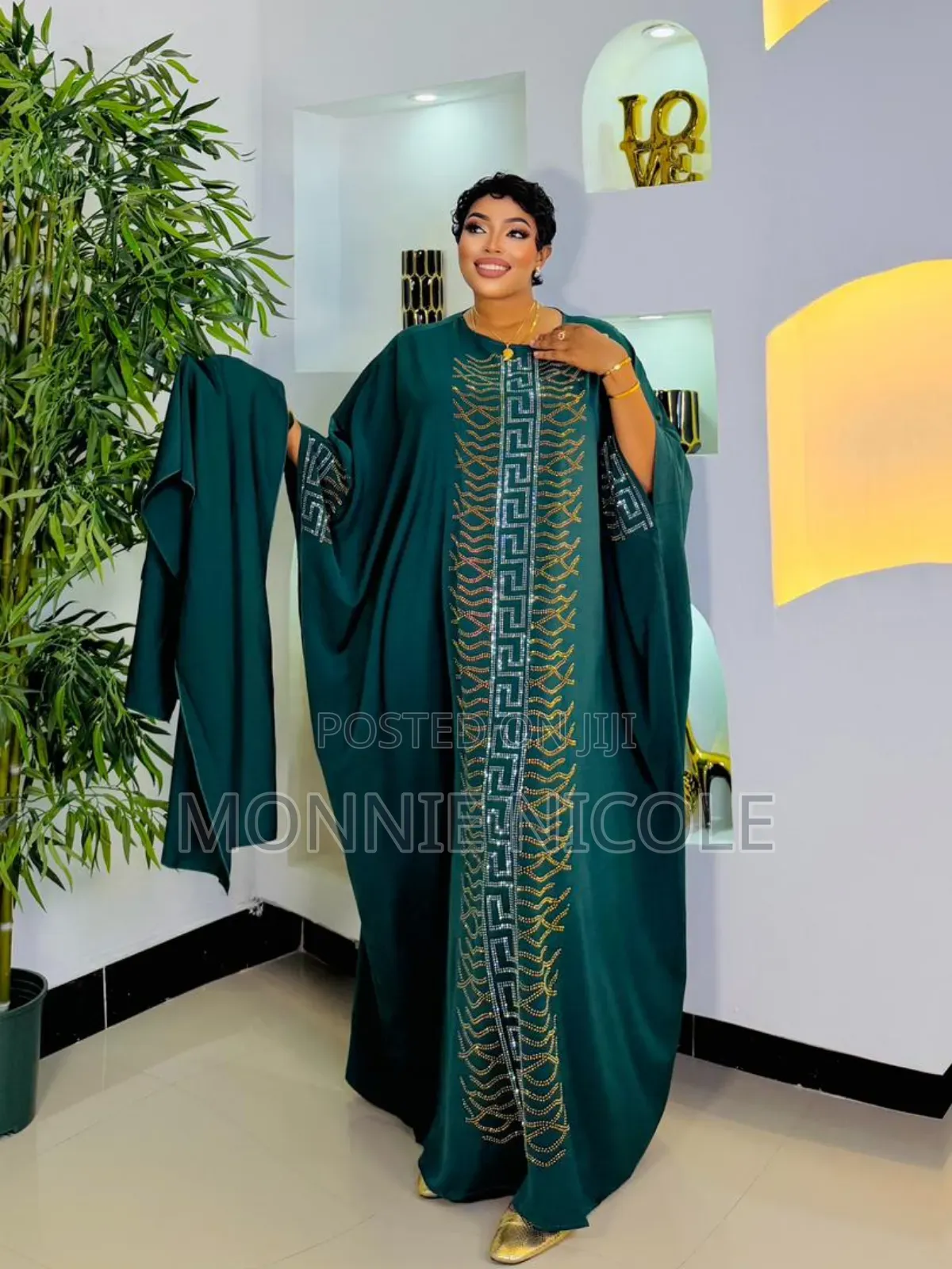 Classic Green Kaftans/Abaya/Plus Size Fashion