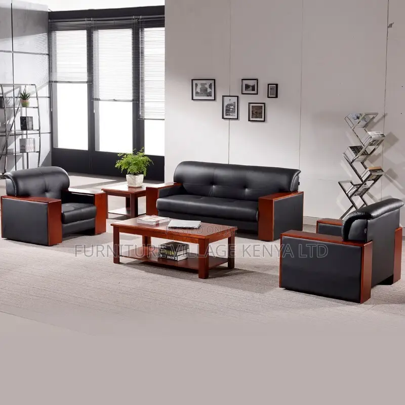 Office Sofa; 5-seater Pu Leather Office Sofa
