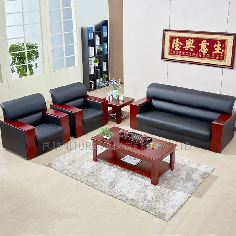 Office Sofa; 5-seater Pu Leather Office Sofa