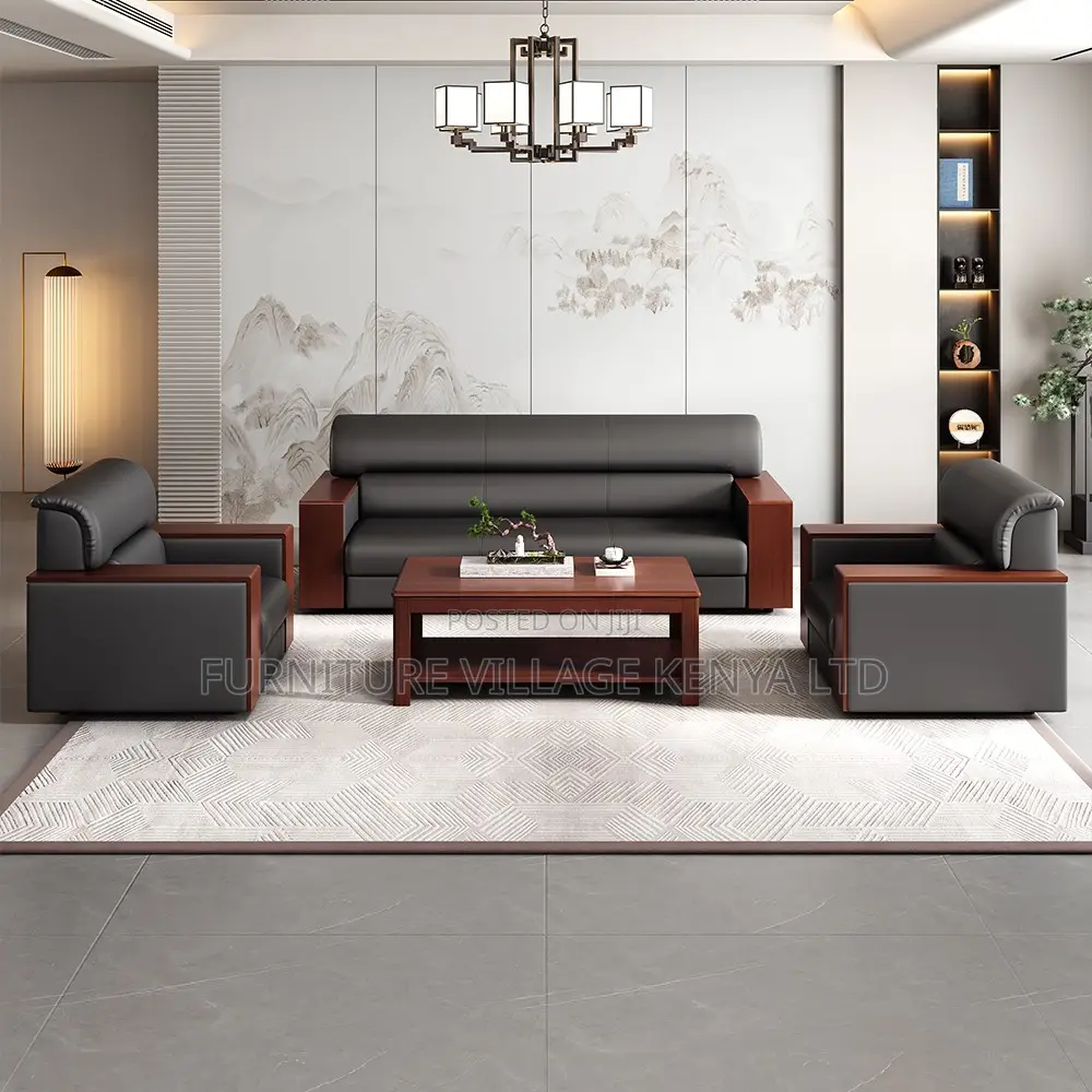Office Sofa; 5-seater Pu Leather Office Sofa