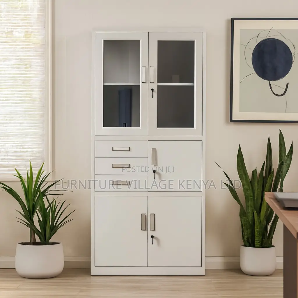 Office Cabinet; 2-door Metallic Cabinet With Safe