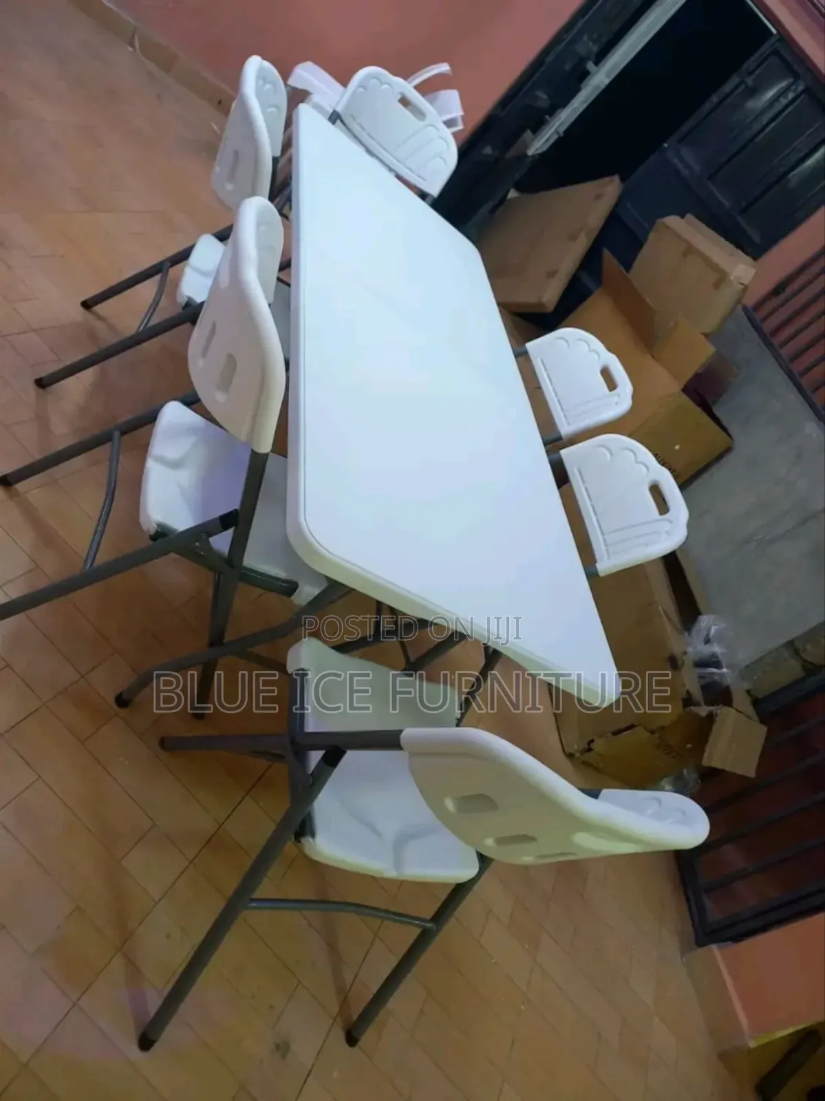 White Foldable Dining Table and Chairs
