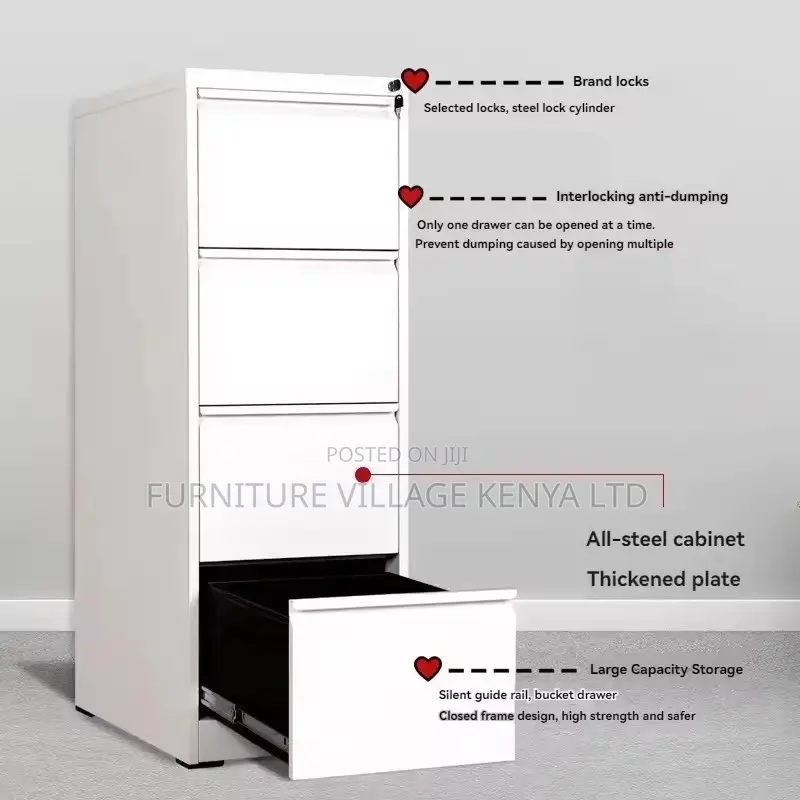 Office Cabinet; 4-drawers Office Filing Cabinet With Locking Bar