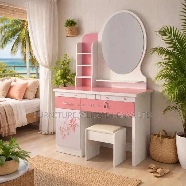 Dresser; White Vanity Dressing Table Set With Mirror