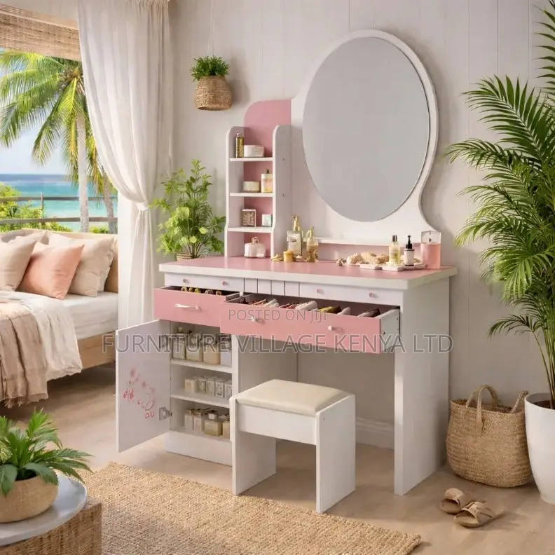 Dresser; White Vanity Dressing Table Set With Mirror