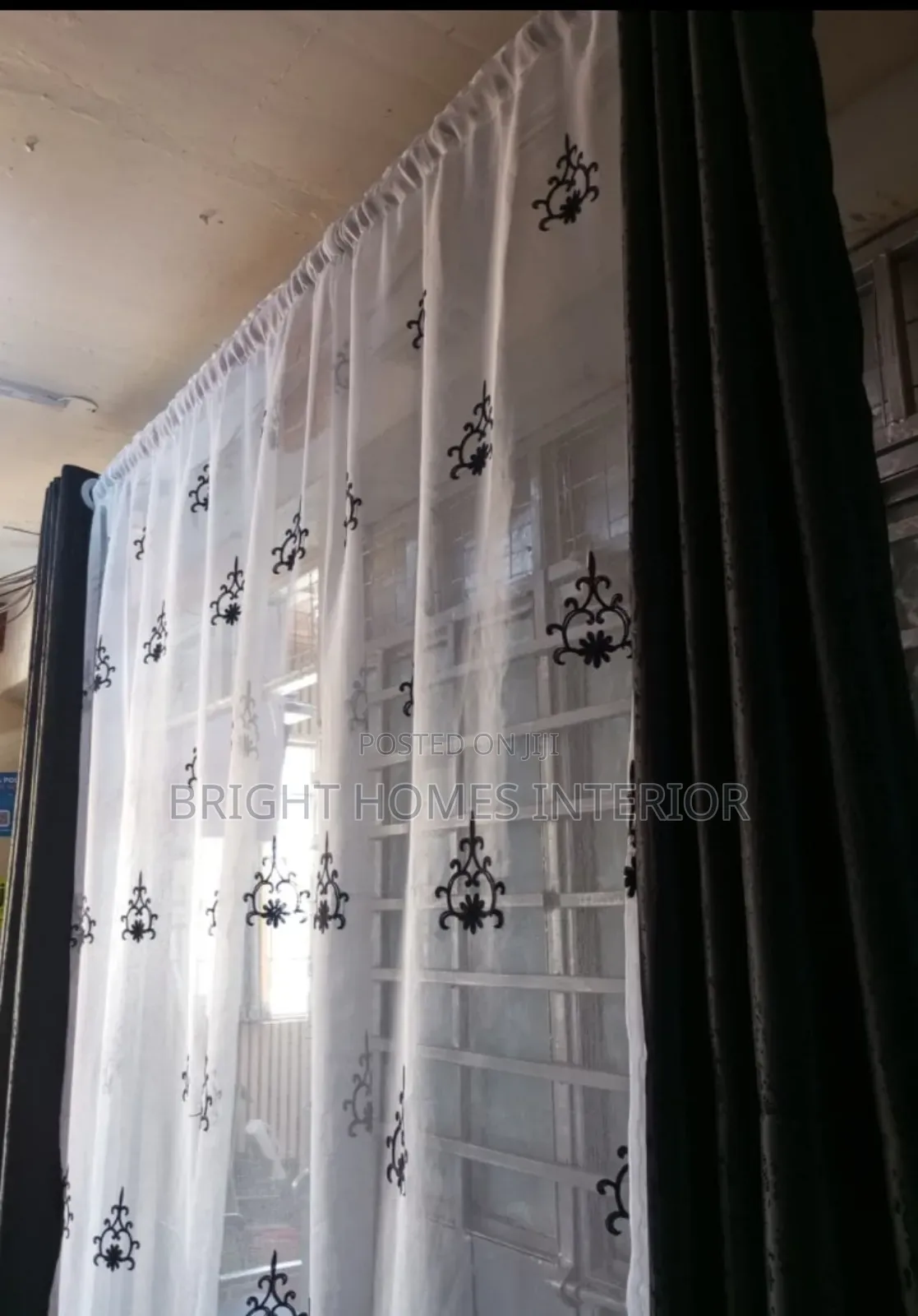 Black Plain Color Curtain