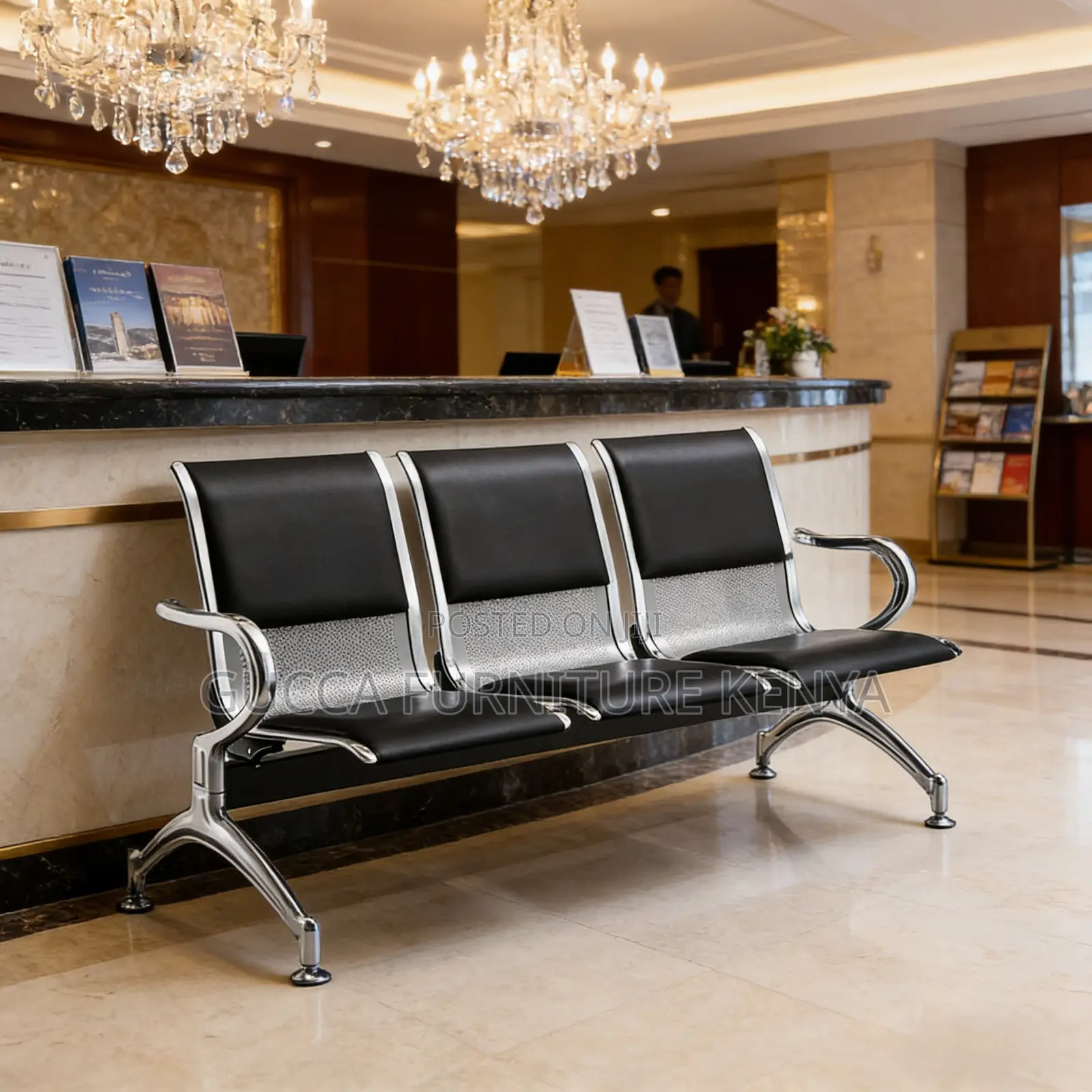 3-seater Padded Office Reception Bench