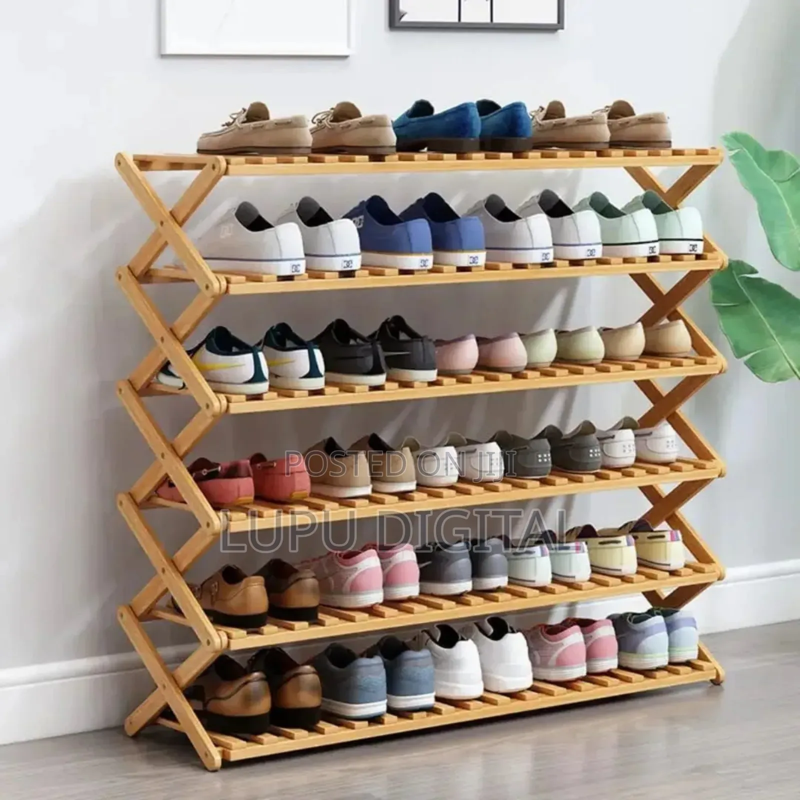 *6-Tier Brown Foldable Bamboo Shoe Rack*
Size:100*113*25cm