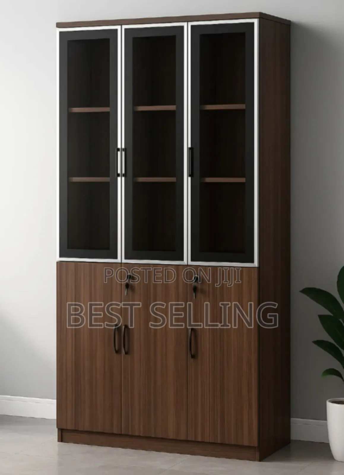 2 Door Brown Wooden File Cabinet
