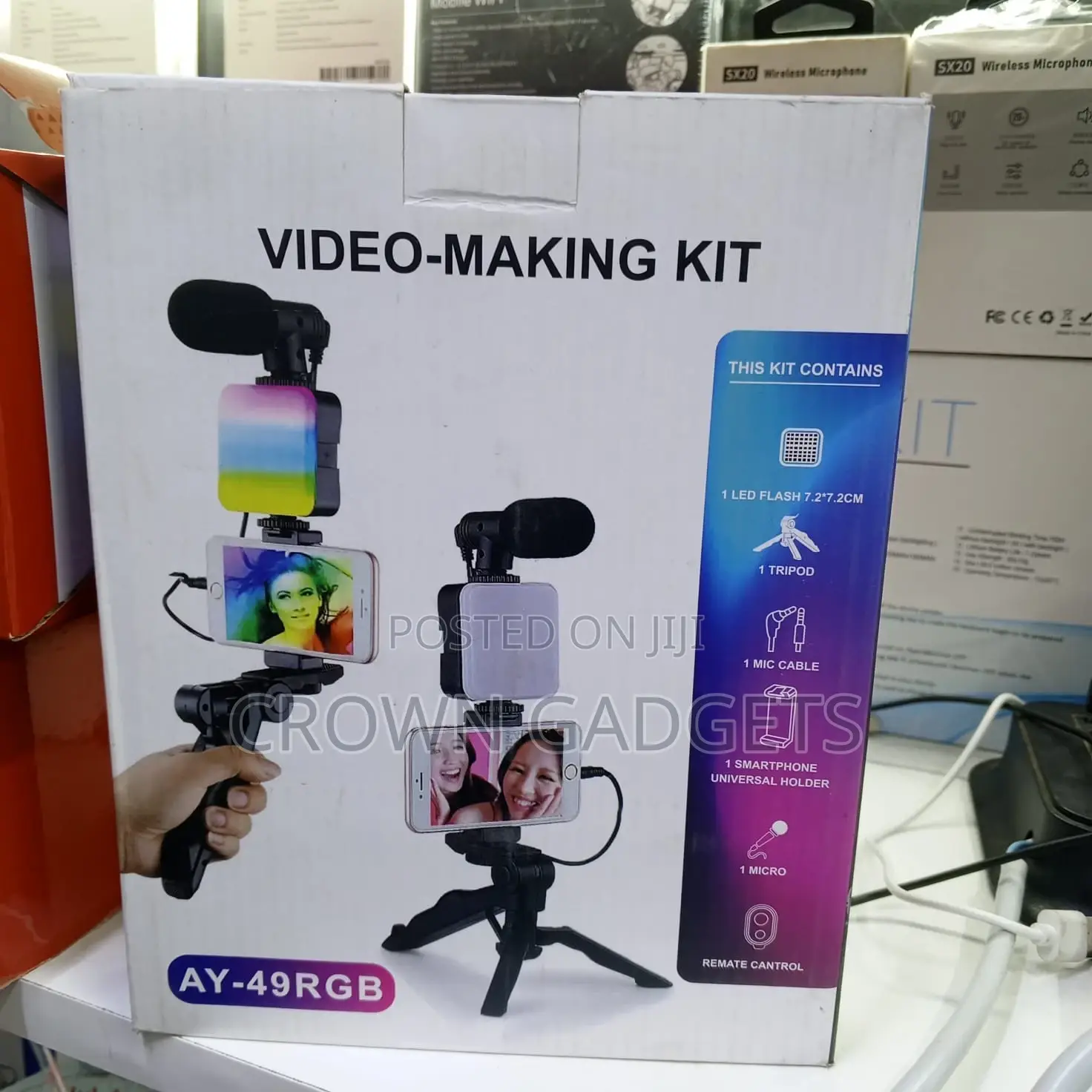 Ay-49rgb Video Making Kit With Mic Light Tripod