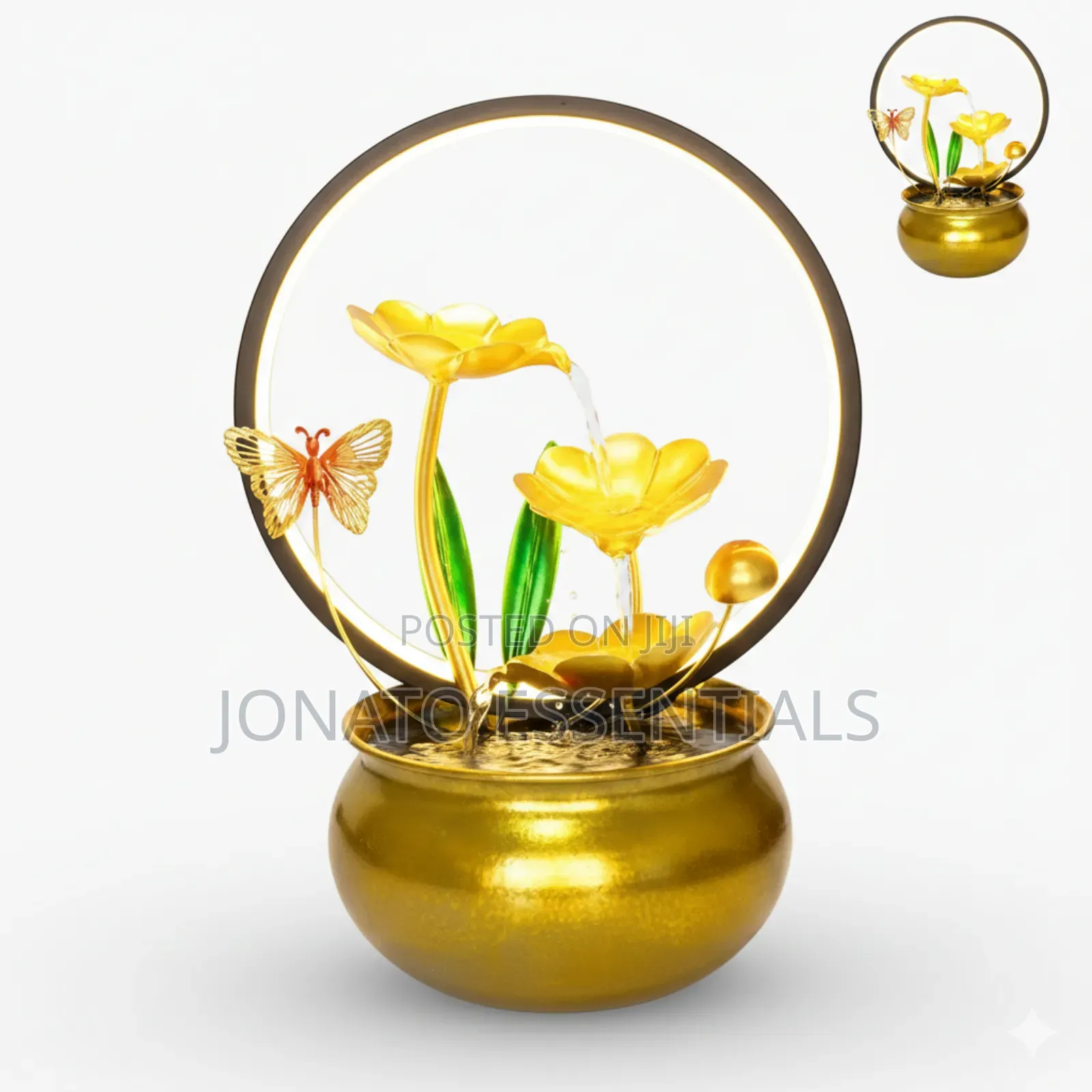 Golden Lotus Led Water Fountain - Tabletop Home Decor Night Light