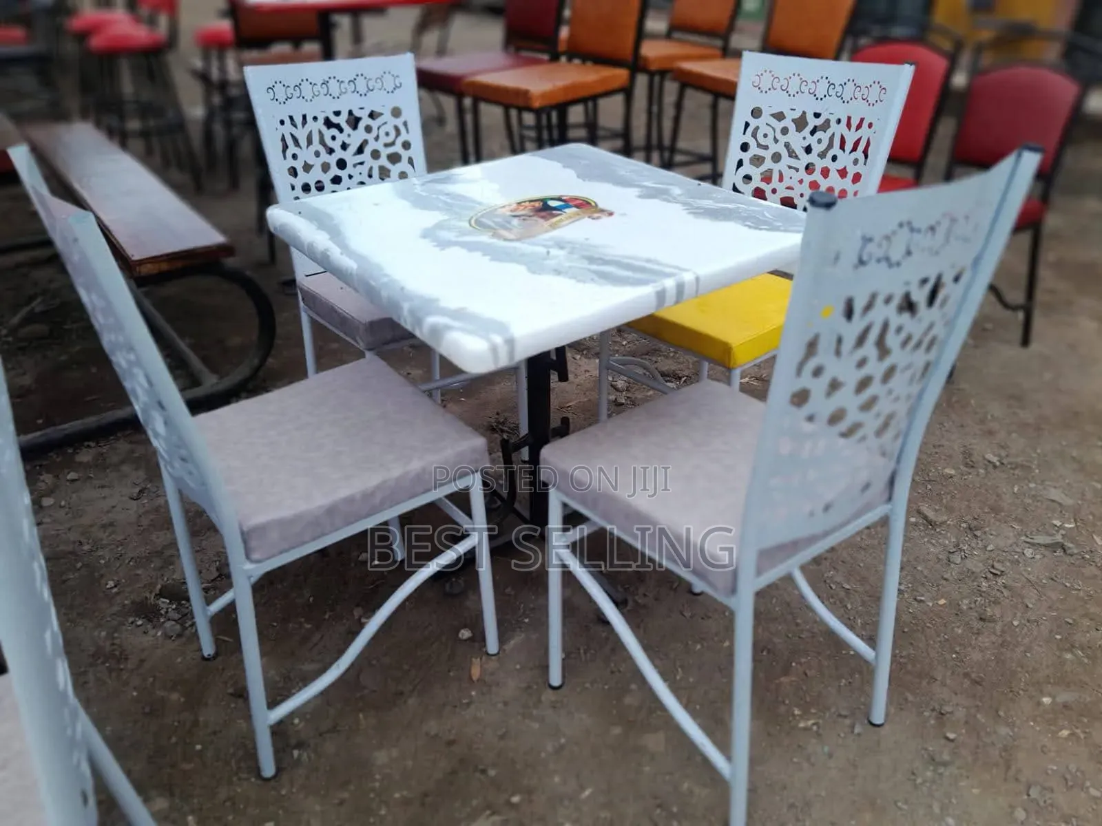 Whitish Restaurant Table and Chair