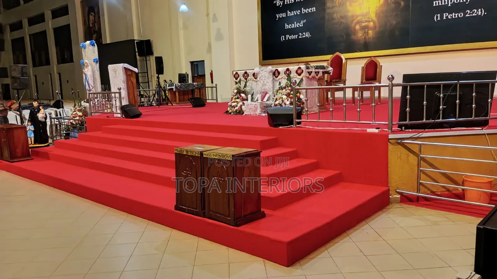 Catholic Church Altar Red Floor Carpets for Church Decoration
