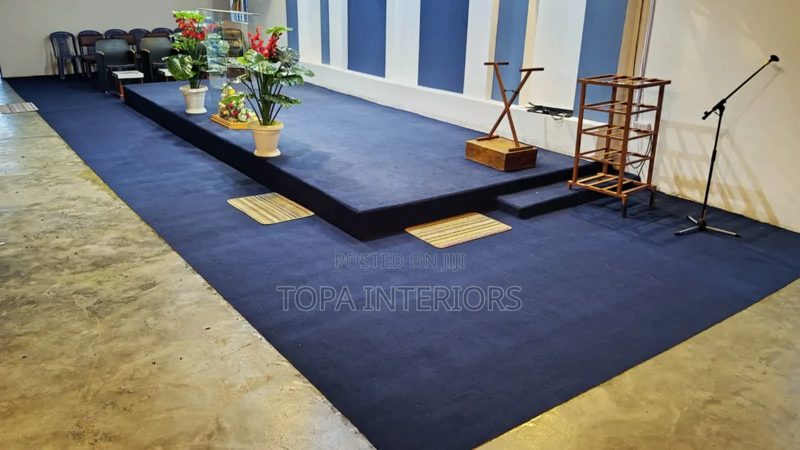 Beautiful Navy Blue Church Floor Decor Wall to Wall Altar Carpets