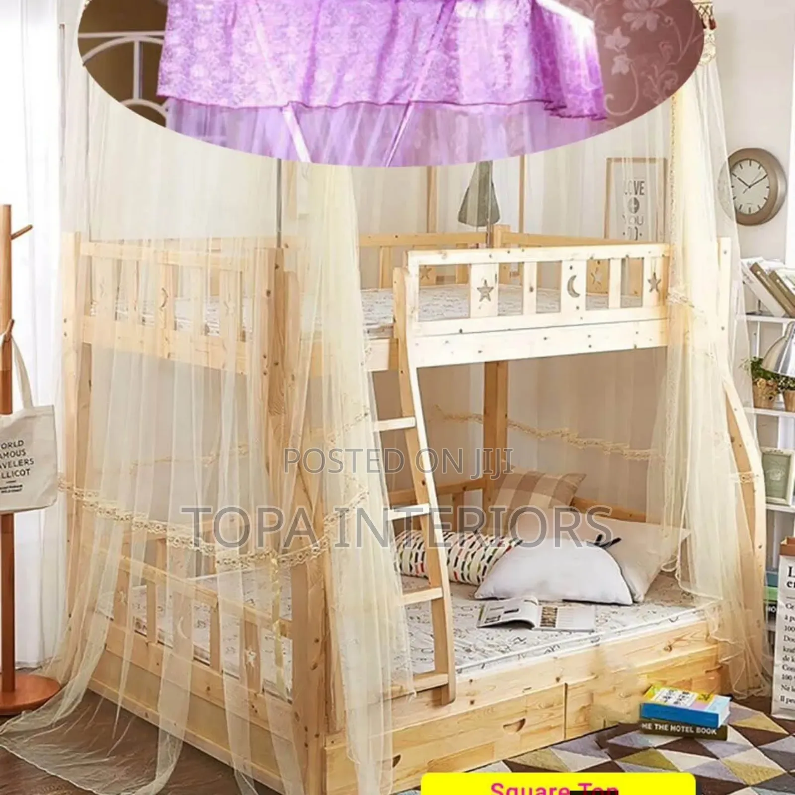 Extra Long Top Square Double Decker Bed Mosquito Net