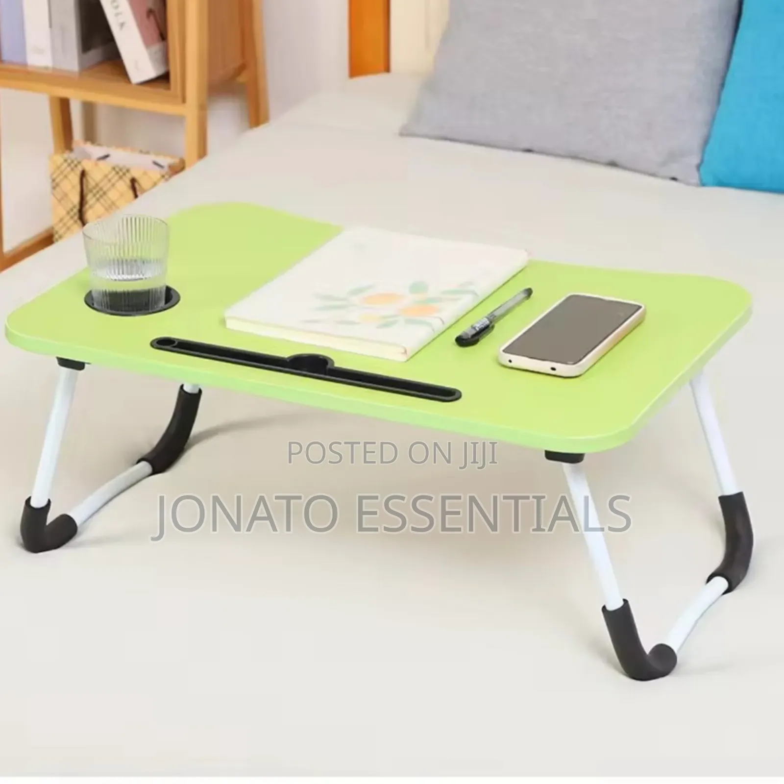 Foldable Laptop Bed Table With Cup Holder Tablet Slot
