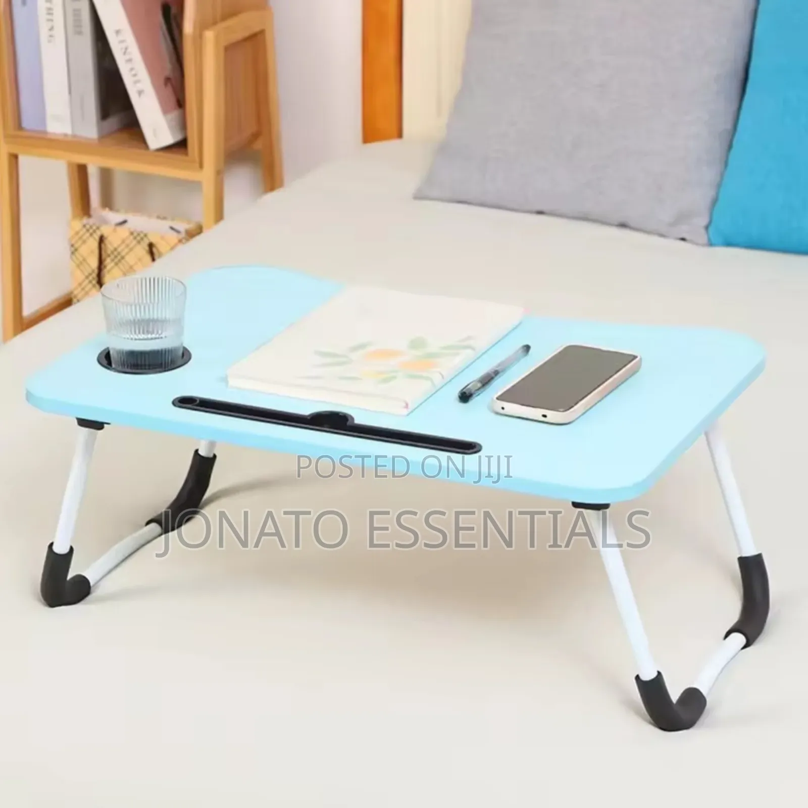 Foldable Laptop Bed Table With Cup Holder Tablet Slot