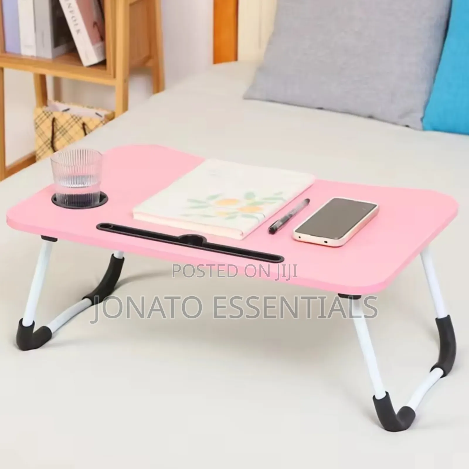 Foldable Laptop Bed Table With Cup Holder Tablet Slot
