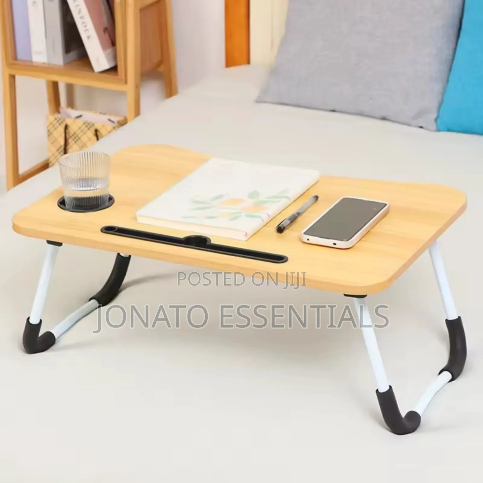 Foldable Laptop Bed Table With Cup Holder Tablet Slot