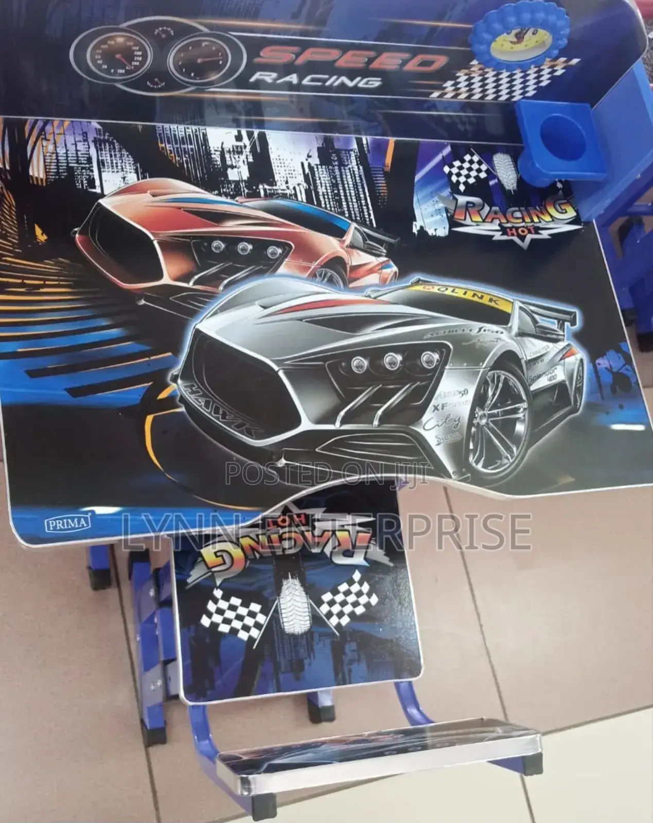 Blue Executive Racing Car Adjustable Kids Study Table Desk