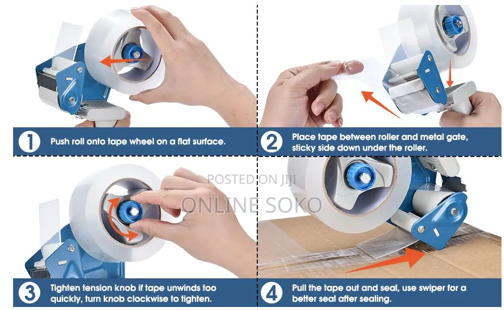 Heavy Duty Packing Tape Dispenser Gun – 2” Box Sealing Tape Cutter