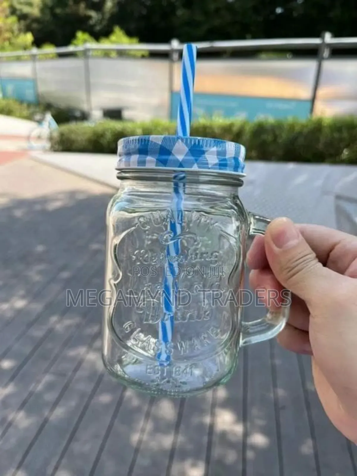 Mason Jar With Straw /450ml Clear Glass Mason Jar / Smothie Mug