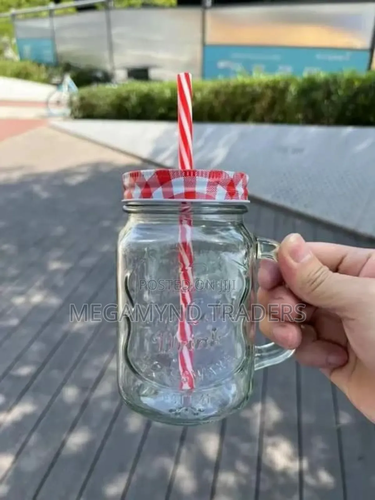 Mason Jar With Straw /450ml Clear Glass Mason Jar / Smothie Mug