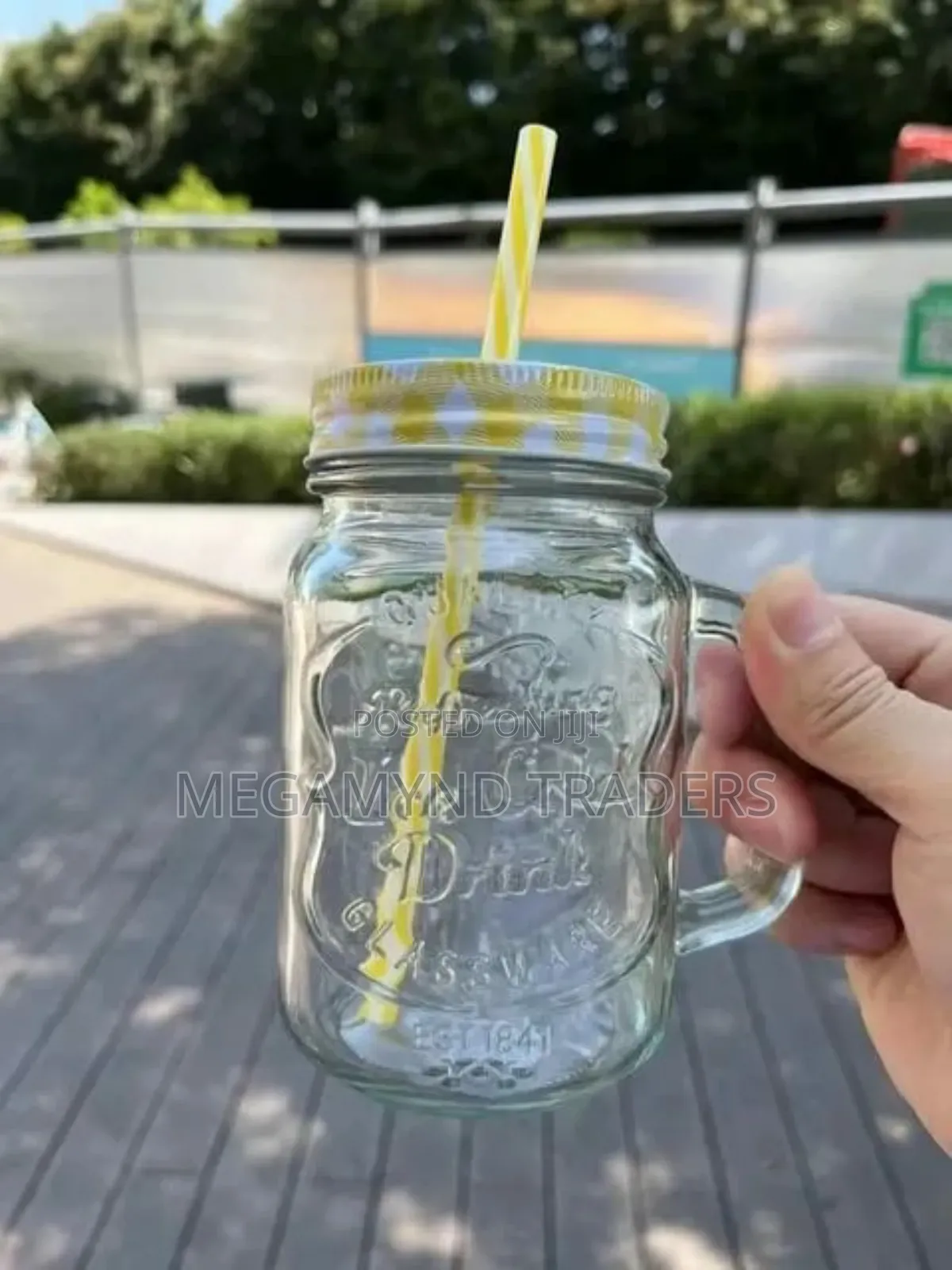 Mason Jar With Straw /450ml Clear Glass Mason Jar / Smothie Mug