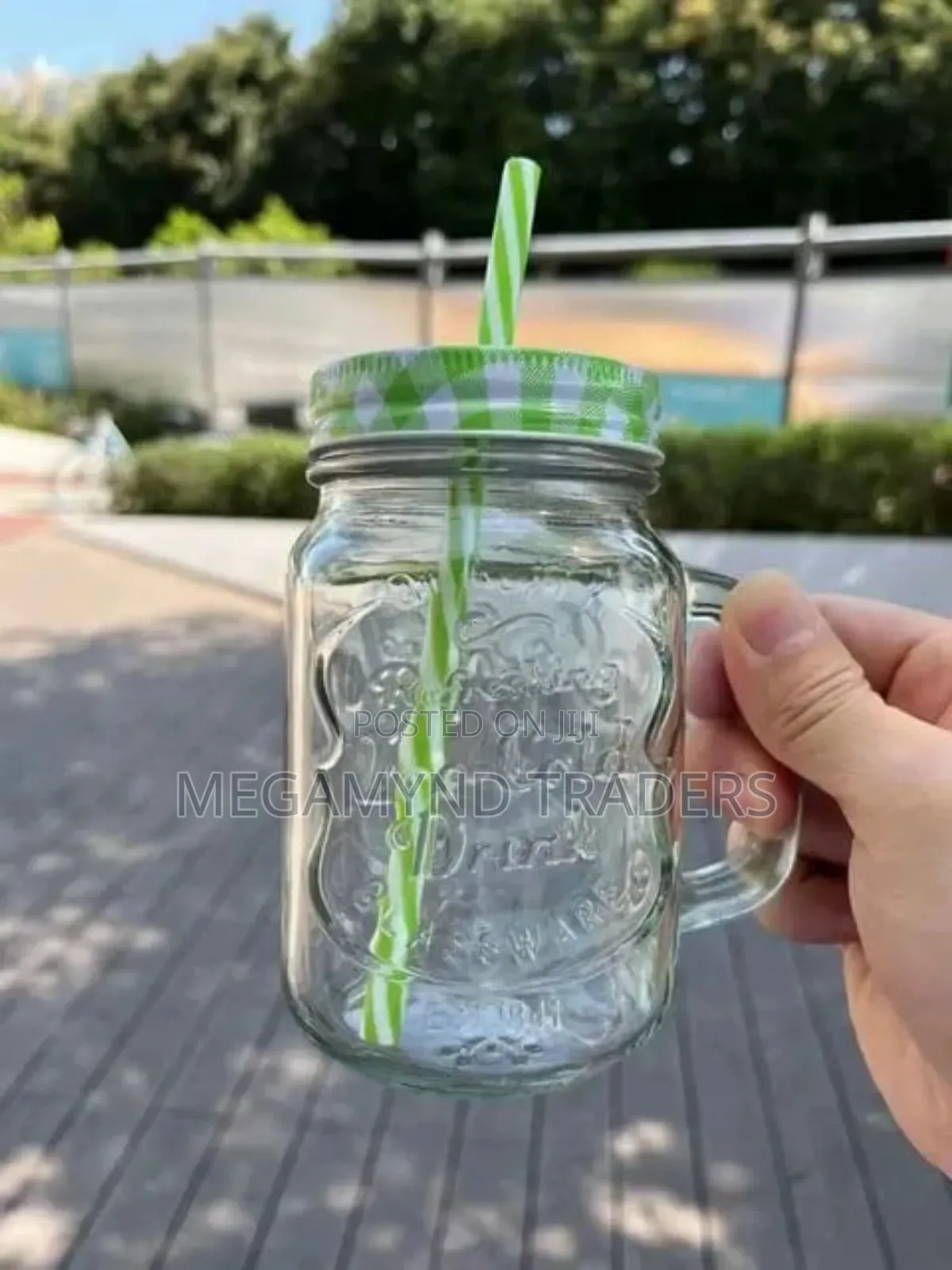 Mason Jar With Straw /450ml Clear Glass Mason Jar / Smothie Mug