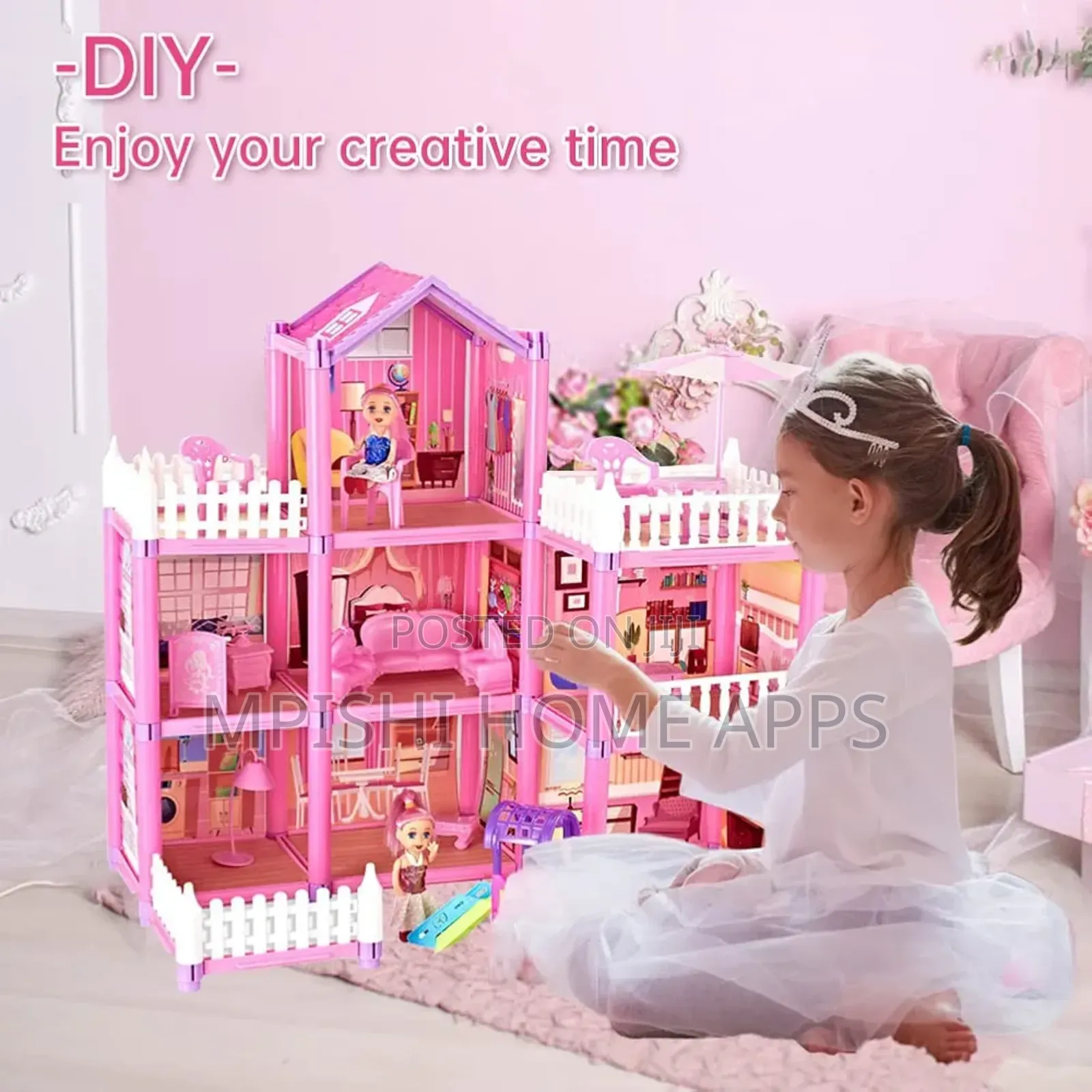 162pcs Doll House With Furniture