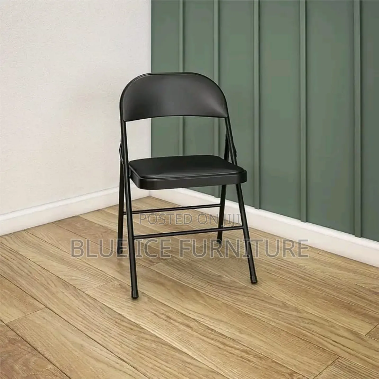 Leather Balcony Chair Black Foldable