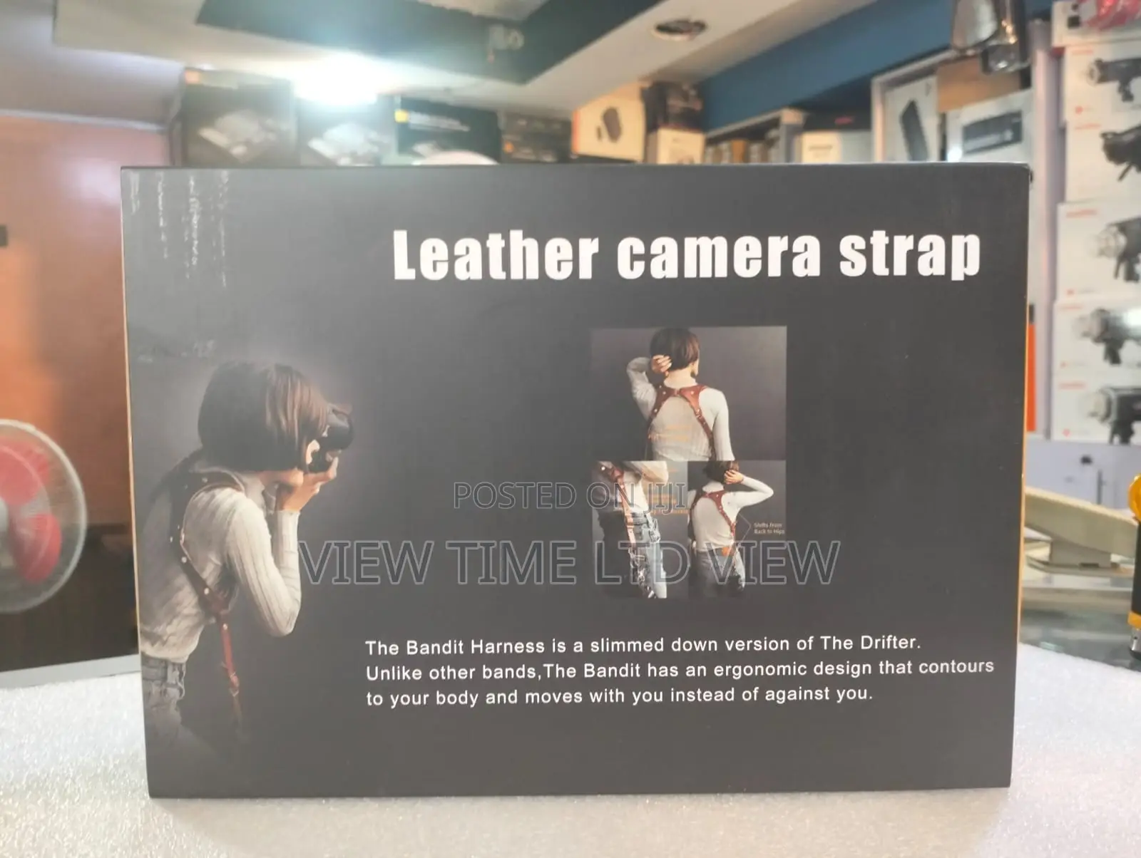 Black Leather Double Camera Strap