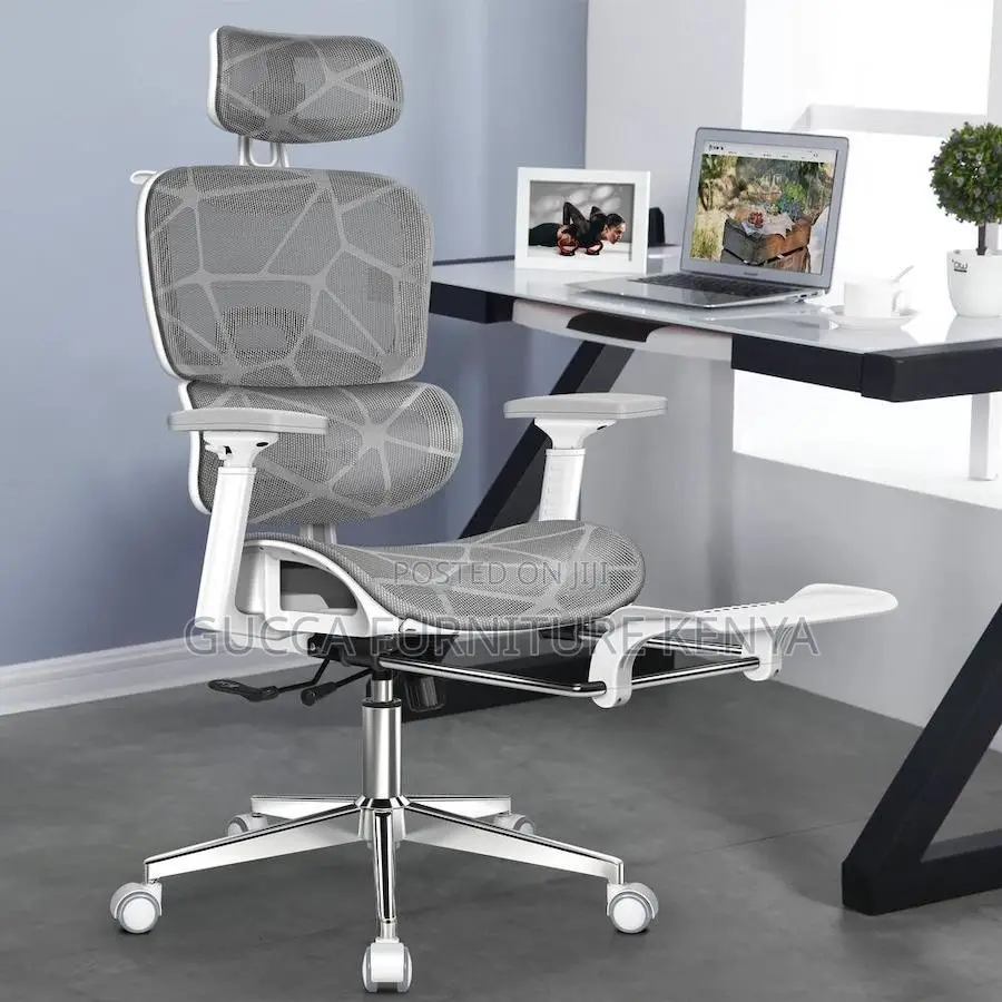 White Grey Orthopedic High-back Office Chair