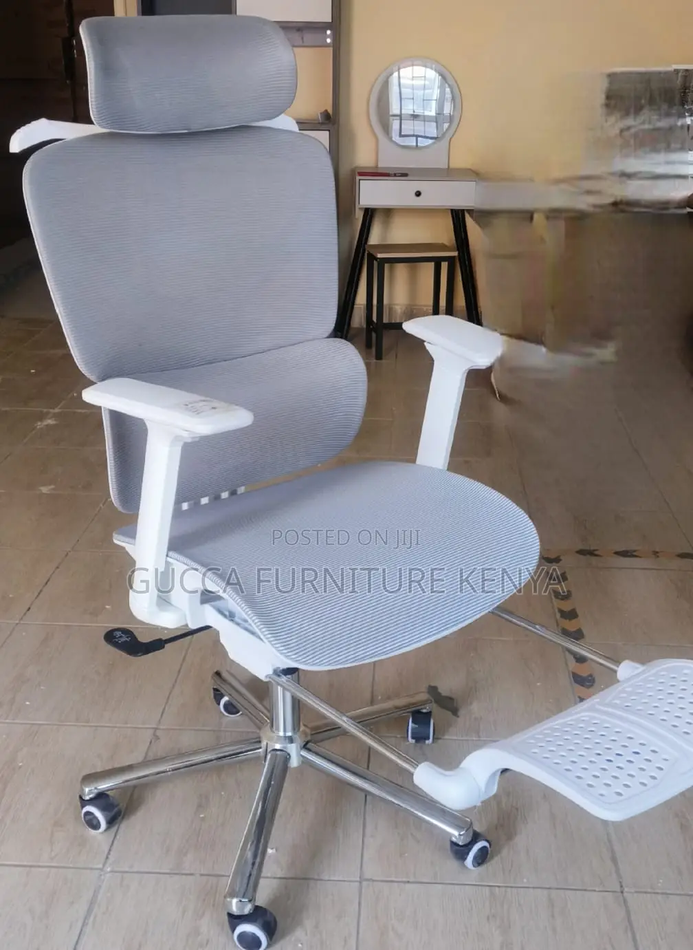 White Grey Orthopedic High-back Office Chair