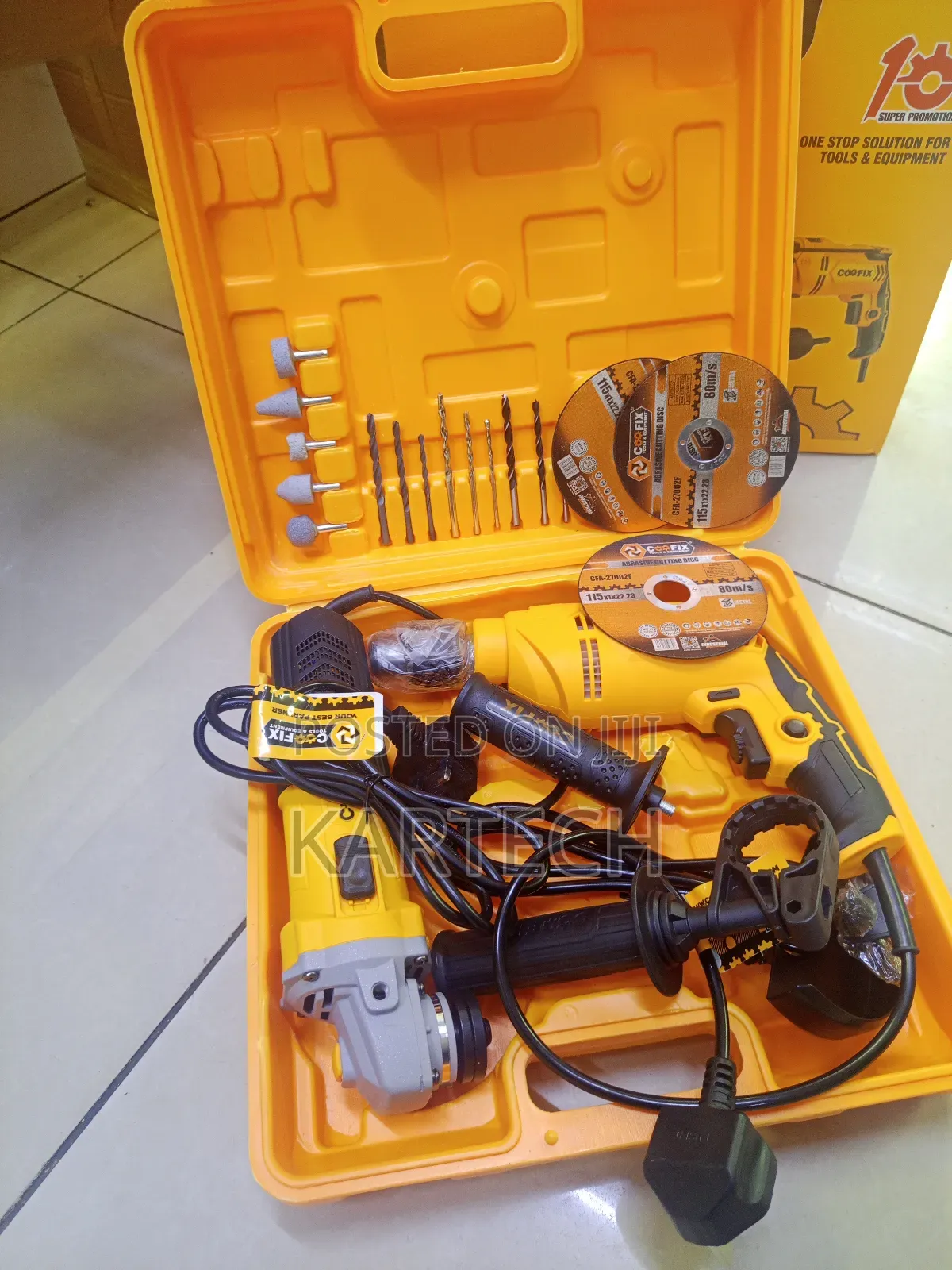 Coofix Cf-Eck001 Electric Tool Combo Kit (Impact Drill, Angle Grinder)